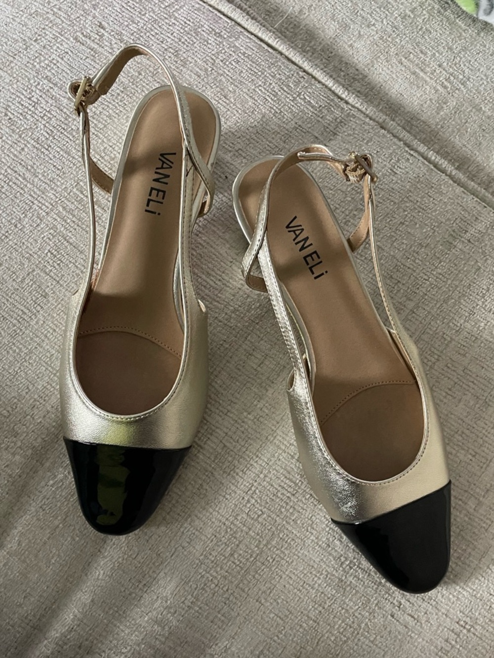 Van Eli Leather Spectator Slingback Shoes New Without Box Sz 7 1/2 M